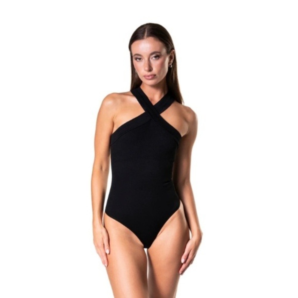 HEYSHAPE Black Crossover Halter Seamless Sculpting Shapewear Body Medium/Large